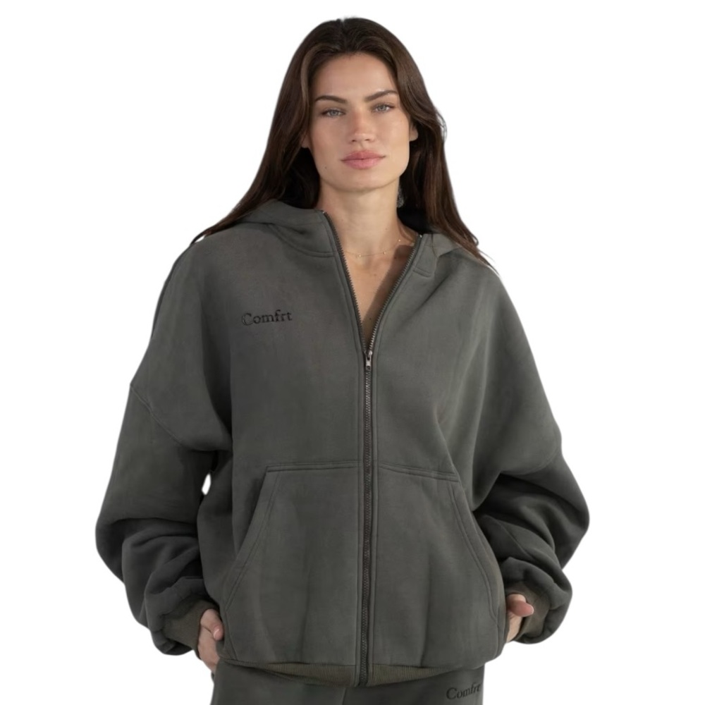 COMFRT Cloud Millstone Green Zip Hoodie Size XXS